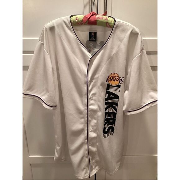 NBA Mens Los Angeles Lakers Button Down Jersey Sz XL Great Graphics - Picture 1 of 11